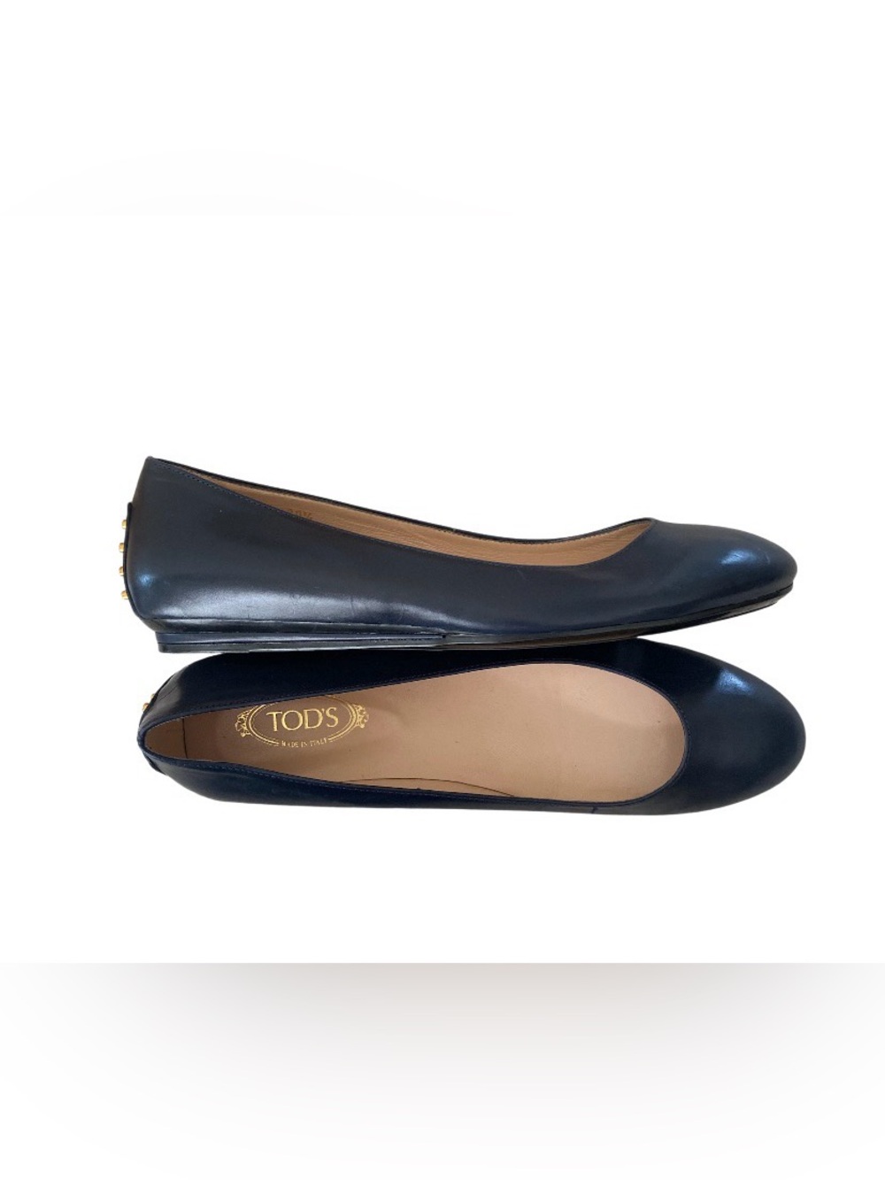 NWOT Tod’s Metal Dots Ballerinas navy leather size 39.5  US size 9